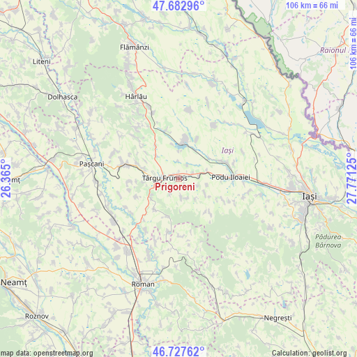 Prigoreni on map