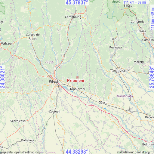 Priboieni on map