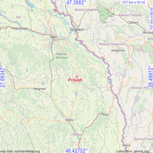 Pribești on map