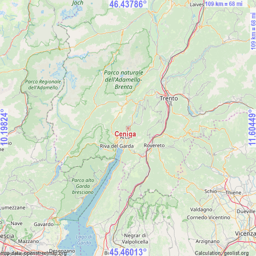 Ceniga on map