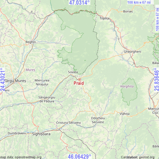 Praid on map