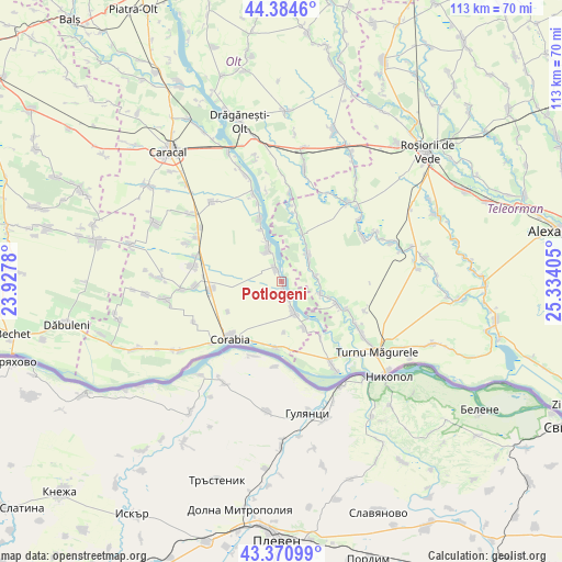 Potlogeni on map