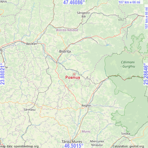 Posmuș on map