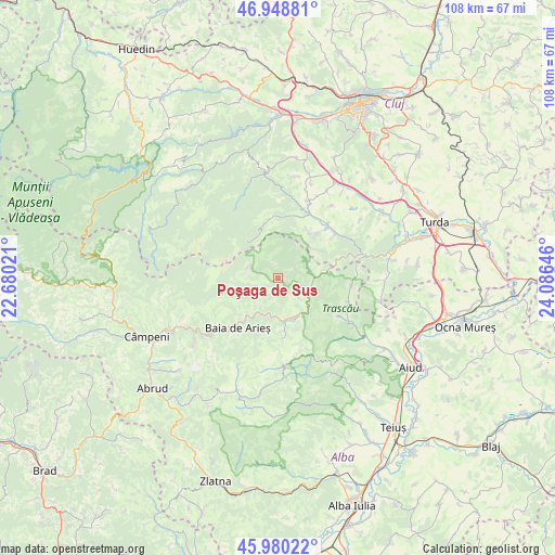 Poşaga de Sus on map