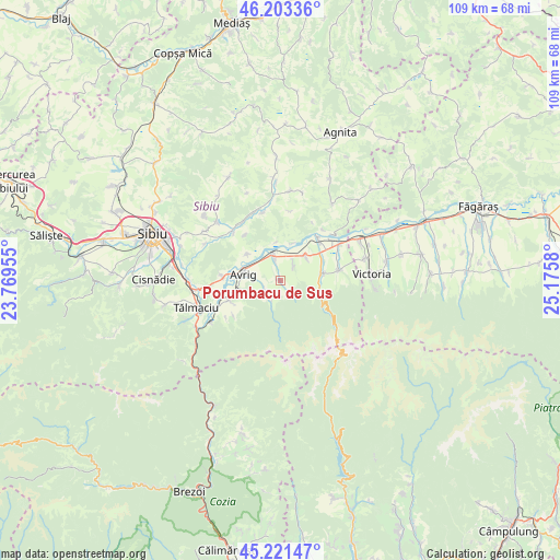 Porumbacu de Sus on map