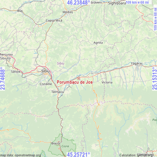 Porumbacu de Jos on map