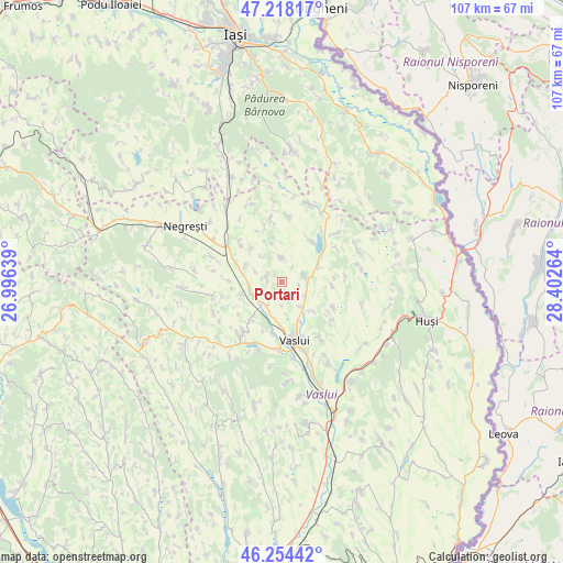 Portari on map