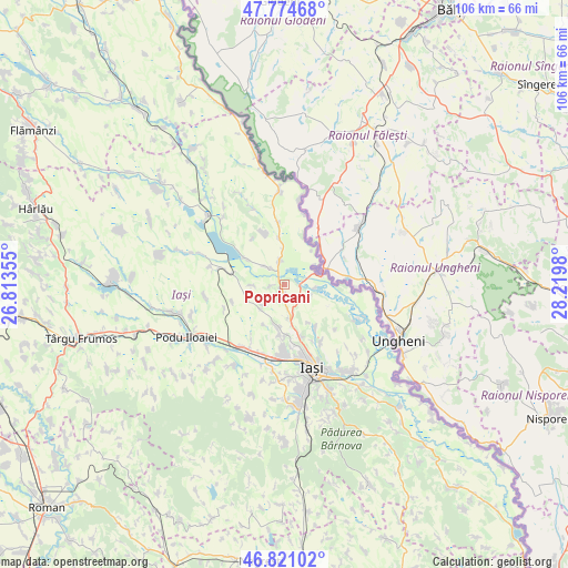 Popricani on map