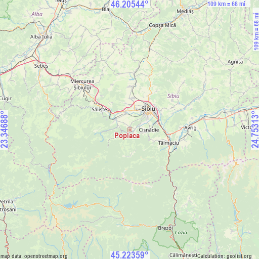 Poplaca on map