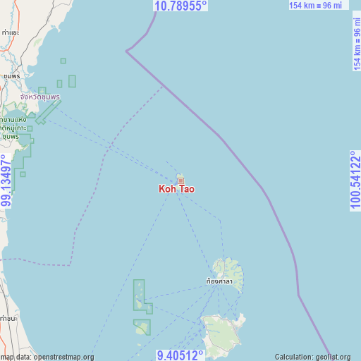 Koh Tao on map