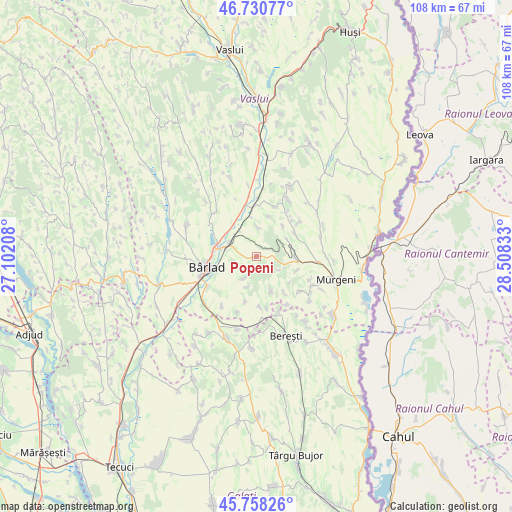 Popeni on map