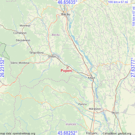 Popeni on map