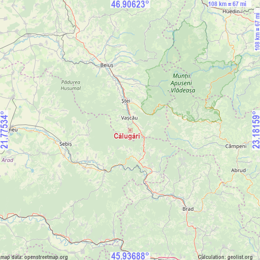 Călugări on map