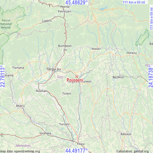 Pojogeni on map