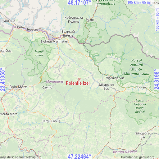 Poienile Izei on map