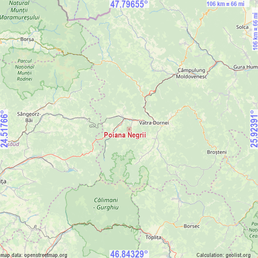 Poiana Negrii on map