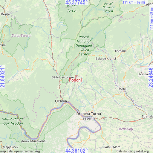 Podeni on map