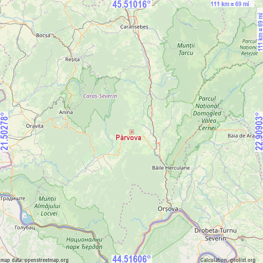 Pârvova on map