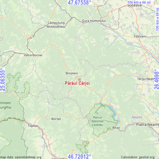 Pârâul Cârjei on map