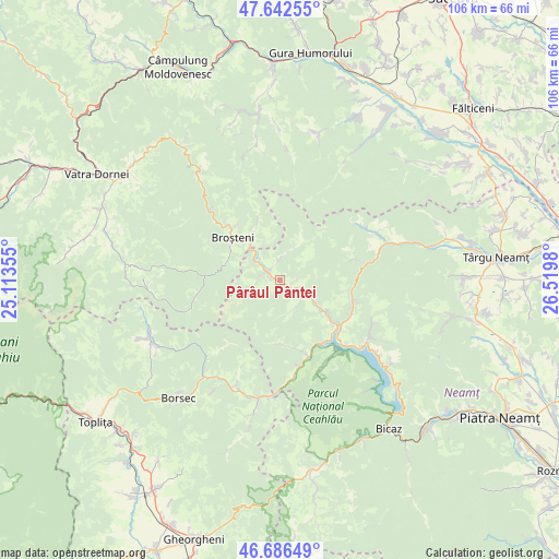 Pârâul Pântei on map