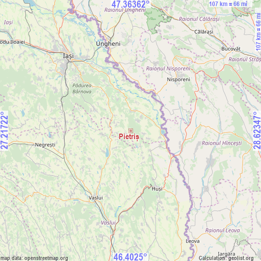 Pietriș on map