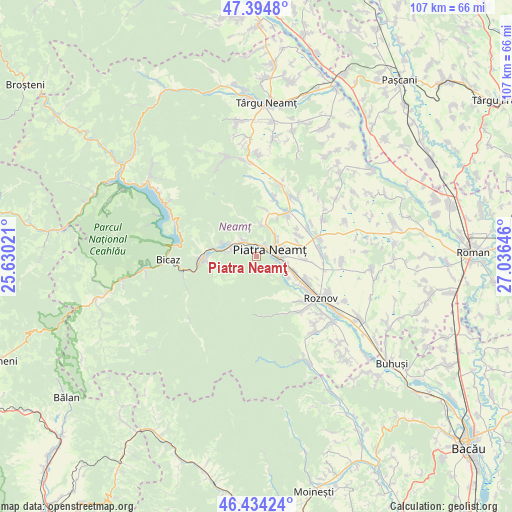 Piatra Neamţ on map
