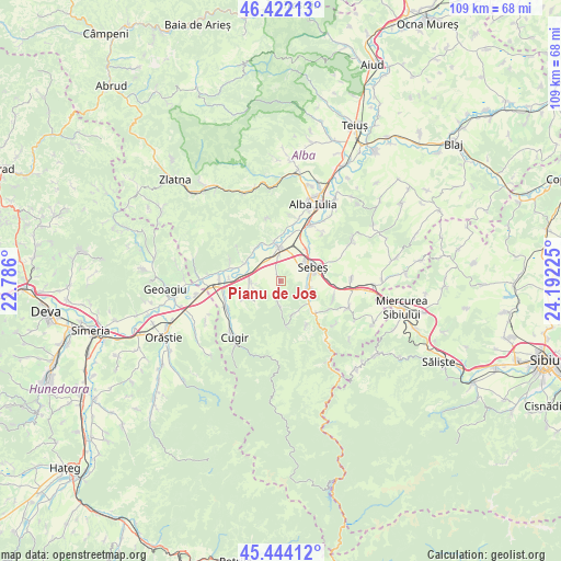 Pianu de Jos on map