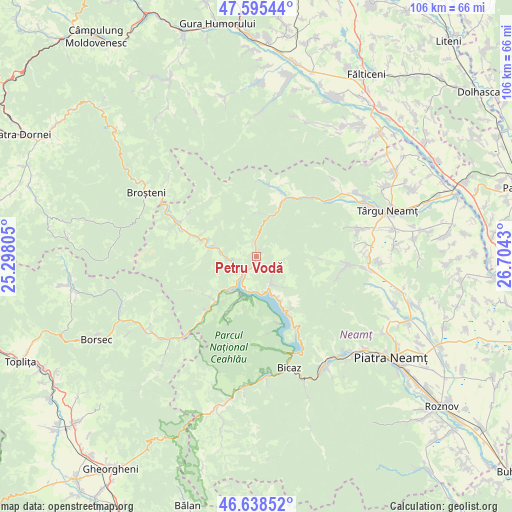 Petru Vodă on map