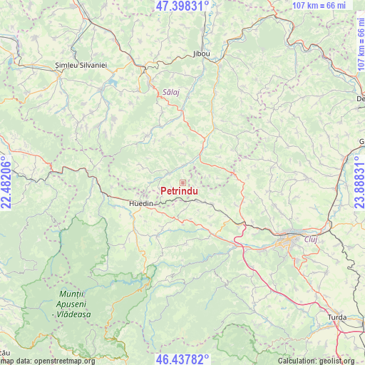 Petrindu on map