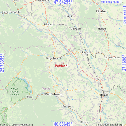 Petricani on map