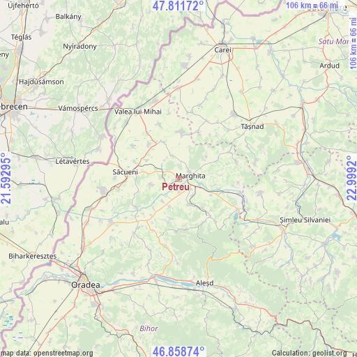 Petreu on map