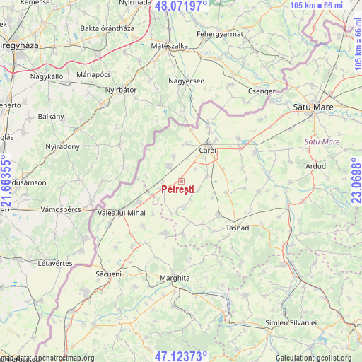 Petreşti on map