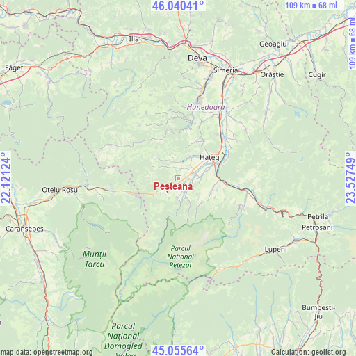 Peșteana on map