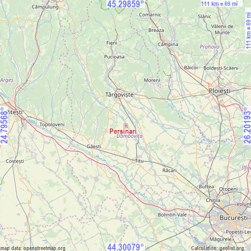 Perșinari on map