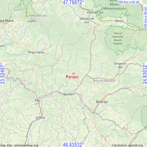 Perișor on map