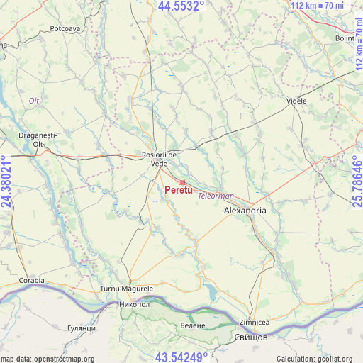 Peretu on map