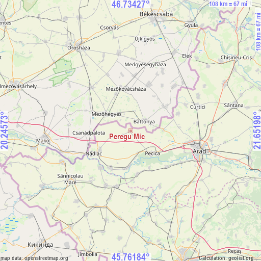 Peregu Mic on map