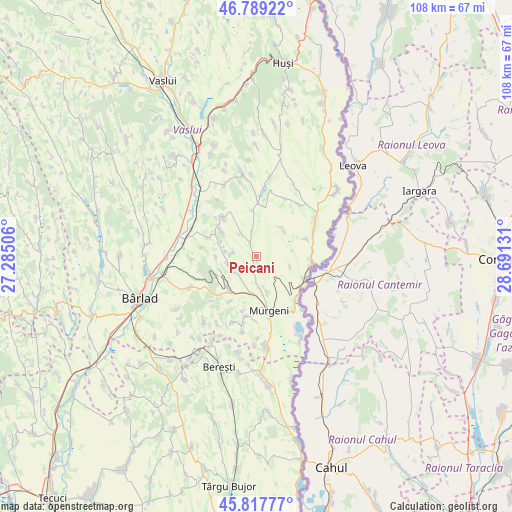 Peicani on map