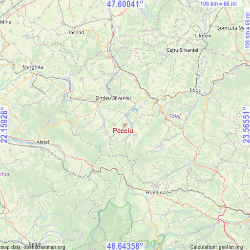 Peceiu on map