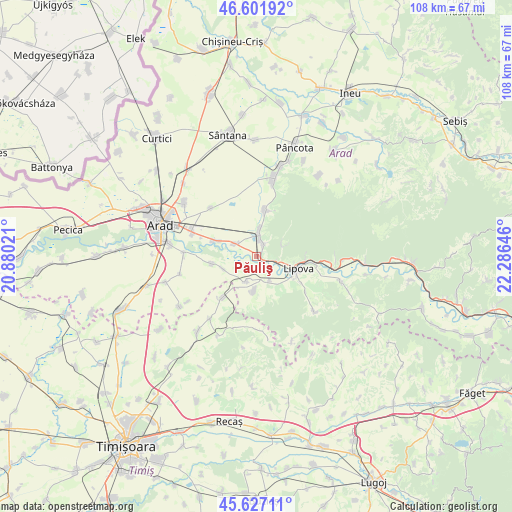 Păuliş on map