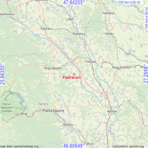 Păstrăveni on map