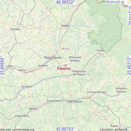 Păsăreni on map