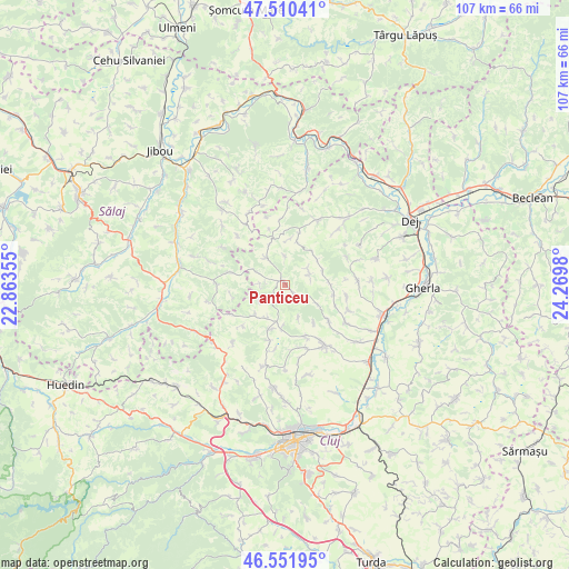 Panticeu on map