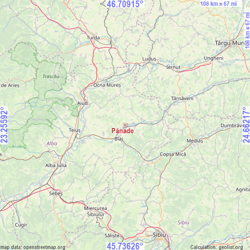 Pănade on map