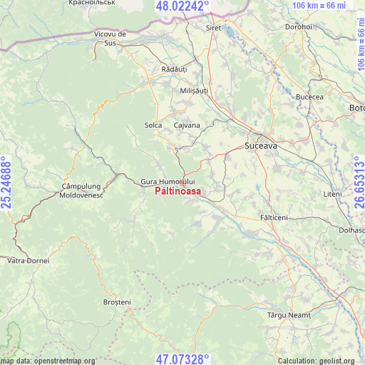 Păltinoasa on map