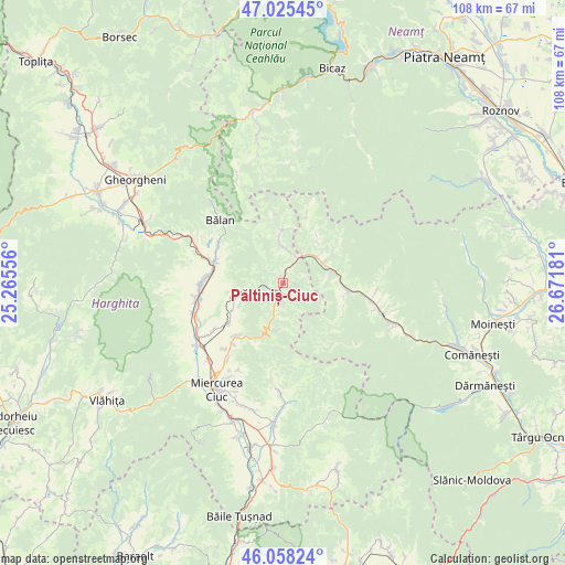 Păltiniș-Ciuc on map