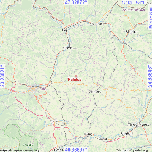 Pălatca on map