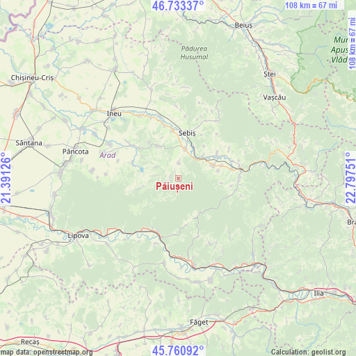 Păiușeni on map