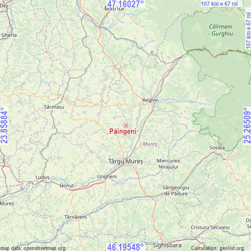 Păingeni on map