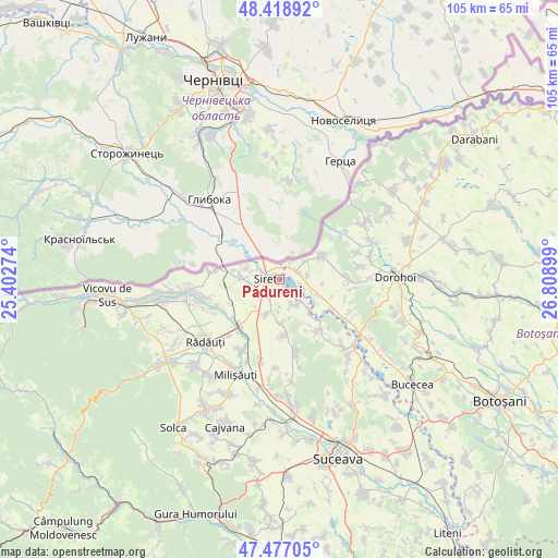 Pădureni on map